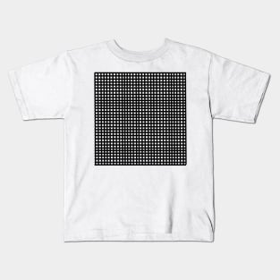 Black mesh grid square lines pattern Kids T-Shirt